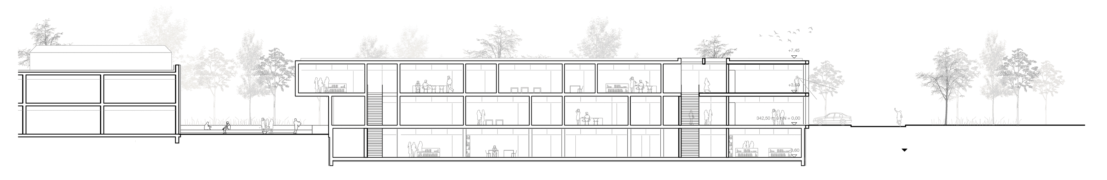 Berufsschule Rottenburg Zeichnung Schnitt