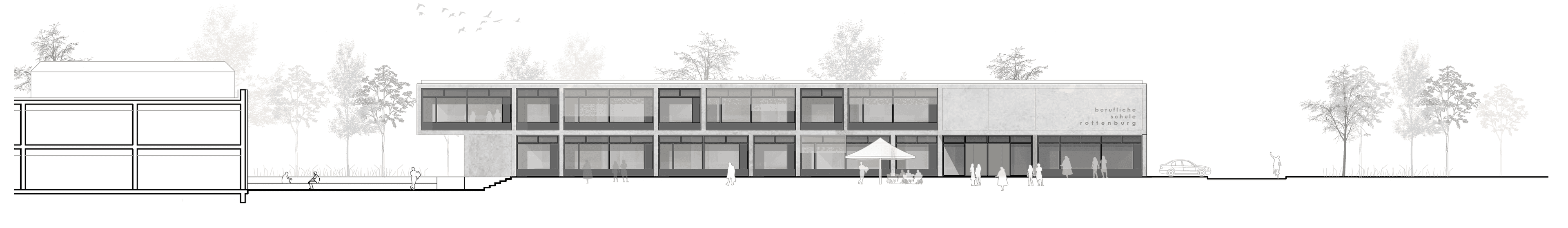 Berufsschule Rottenburg Zeichnung Ansicht